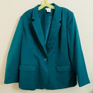 Blair Blazer Women Size 18 petite  Blue One Button Front Collared turquoise 18p